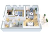 Erstbezug: 3-Zimmer-Erdgeschosswohnung in Dorum - Grundriss (Einrichtung digital eingefügt)